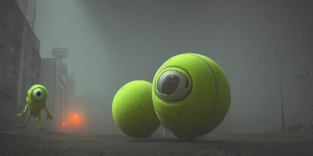 Prompt: a photo of 8 k ultra realistic giant tennis ball monster, tennis ball monsters, creepy, weird, funny, exotic, cinematic lighting, trending on artstation, 4 k, hyperrealistic, focused, high details, unreal engine 5, cinematic, alien planet atmosphere in background, 3 d render by basil gogos and beeple
