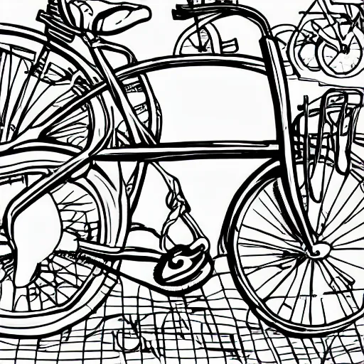 Prompt: cats riding bicycles, black and white, cartoon style, highly detailed, grainy