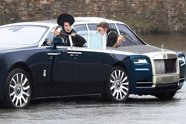 Image similar to stoned teenagers decided to drown Rolls-Royce