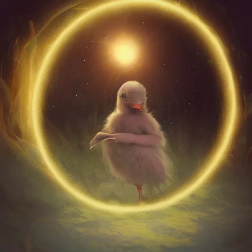 Image similar to a chick inside a magical circle, fantasy art, concept, trending on Artstation