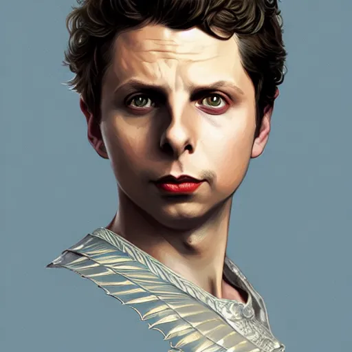 Image similar to handsome Michael Cera as Batman, western, D&D, fantasy, intricate, elegant, highly detailed, digital painting, artstation, concept art, matte, sharp focus, illustration, art by Artgerm and Greg Rutkowski and Alphonse Mucha