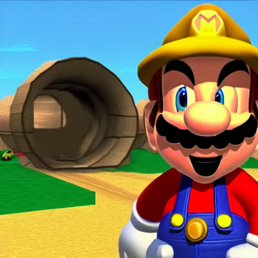 Image similar to quentin tarantino in the video game super mario 6 4