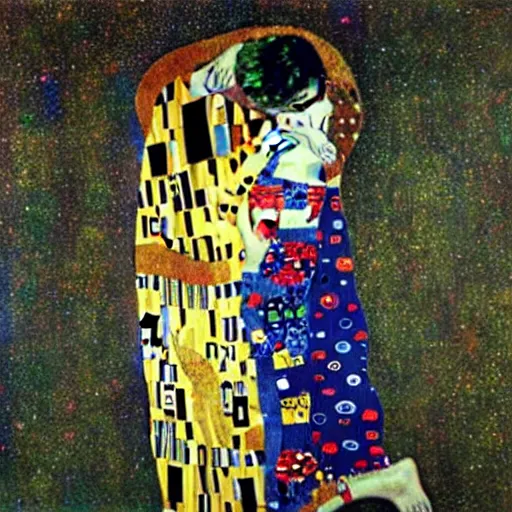 Image similar to Kurt Cobain in the Kiss by Klimt