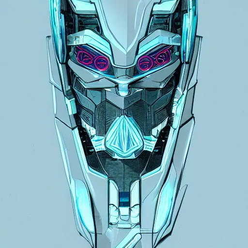 Image similar to cyberpunk robotic gandalf, sharp lines, digital, artstation, colored in