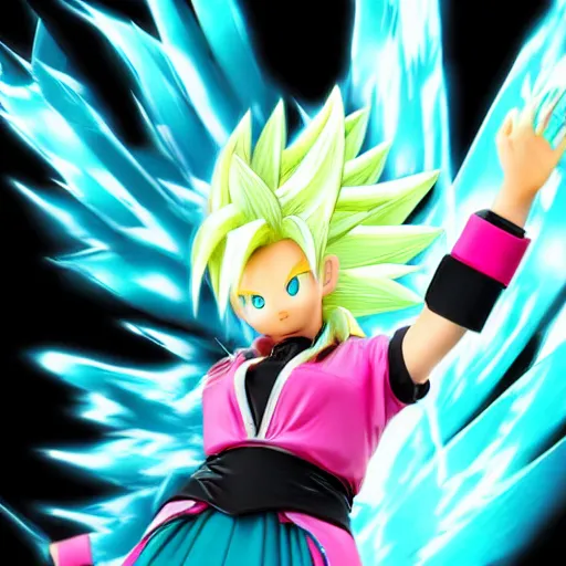 Image similar to super saiyan hatsune miku, high resolution photo