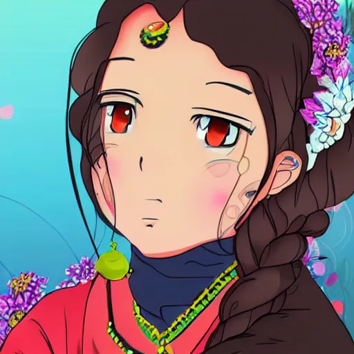 Image similar to a nepali woman, anime style