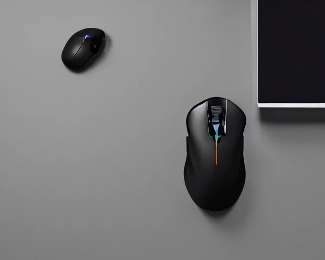 Prompt: luxury high end gaming mouse with mouse wheel, understated, striking, minimalist, graceful curves, strong bespoke shape language, product design shot, octane render, syd mead, 8 k