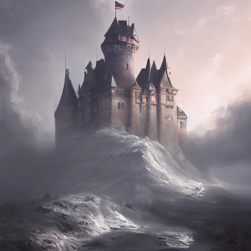 Prompt: a beautiful painting of a castle by Michal Karcz, featured on artstation, breathtaking clouds