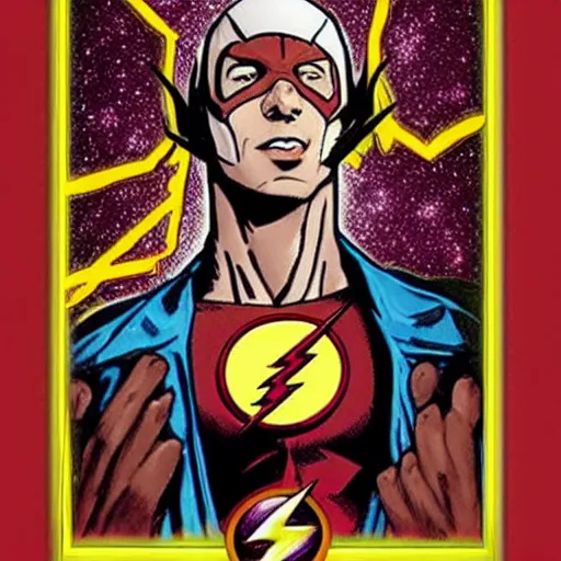 Image similar to cover art of the flash as a tarot card