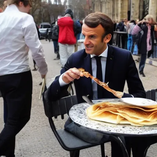 Image similar to emmanuel macron eats a crepe