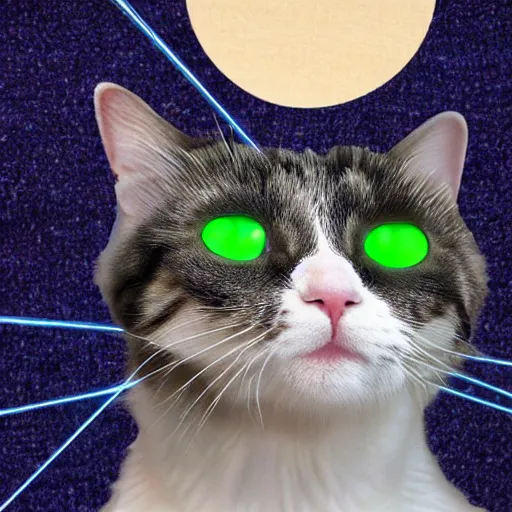 Prompt: cat with laser eyes, graphic tees