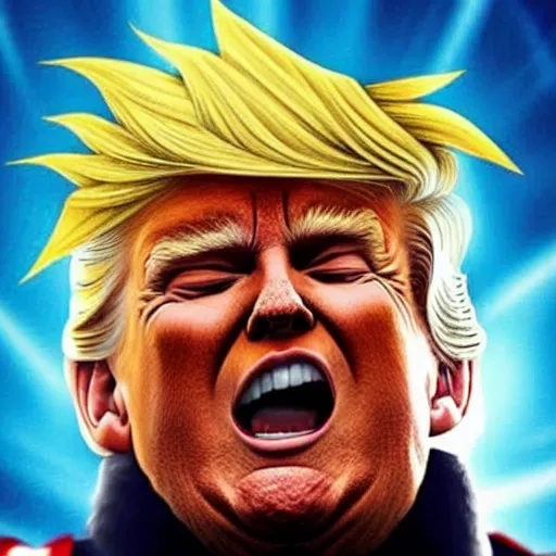 Prompt: trump going super sayan