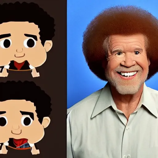 Image similar to bob ross as a pixar character