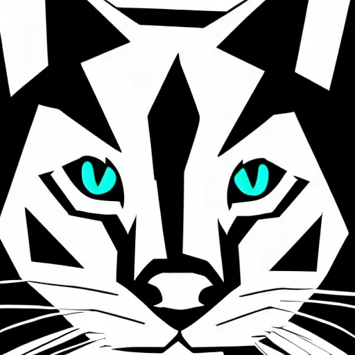 Prompt: cat face with black color, low poly, vector image, black and white,