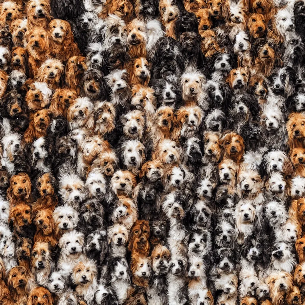 Image similar to a close up of a wall made of multiple dogs, a photo by fred a. precht, shutterstock contest winner, dye - transfer, ultrafine detail, uhd image