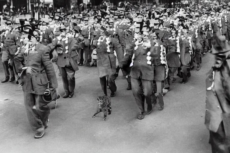 Image similar to photo of cat army parade