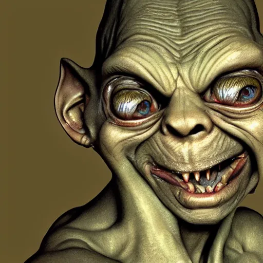 Prompt: gollum smeagol grotesque portrait, ultra detailed, ultra realistic