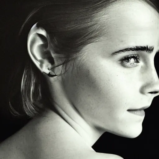 Prompt: Emma Watson closeup smiling face shoulders very long hair Vogue fashion shoot fashion poses detailed professional studio lighting dramatic shadows professional photograph by Cecil Beaton, Lee Miller, Irving Penn, David Bailey, Corinne Day, Patrick Demarchelier, Nick Knight, Herb Ritts, Mario Testino, Tim Walker, Bruce Weber, Edward Steichen, Peter Lindbergh, Albert Watson