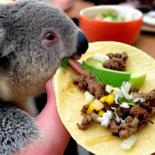 Image similar to koala eating tacos