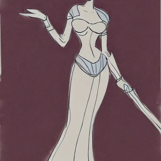 Image similar to milt kahl sketch of victoria justice with curvy body as princess padme from stars wars episode 3