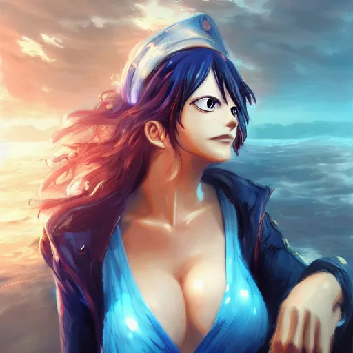 Midjourney prompt: nami from one piece anime, a beautiful - PromptHero