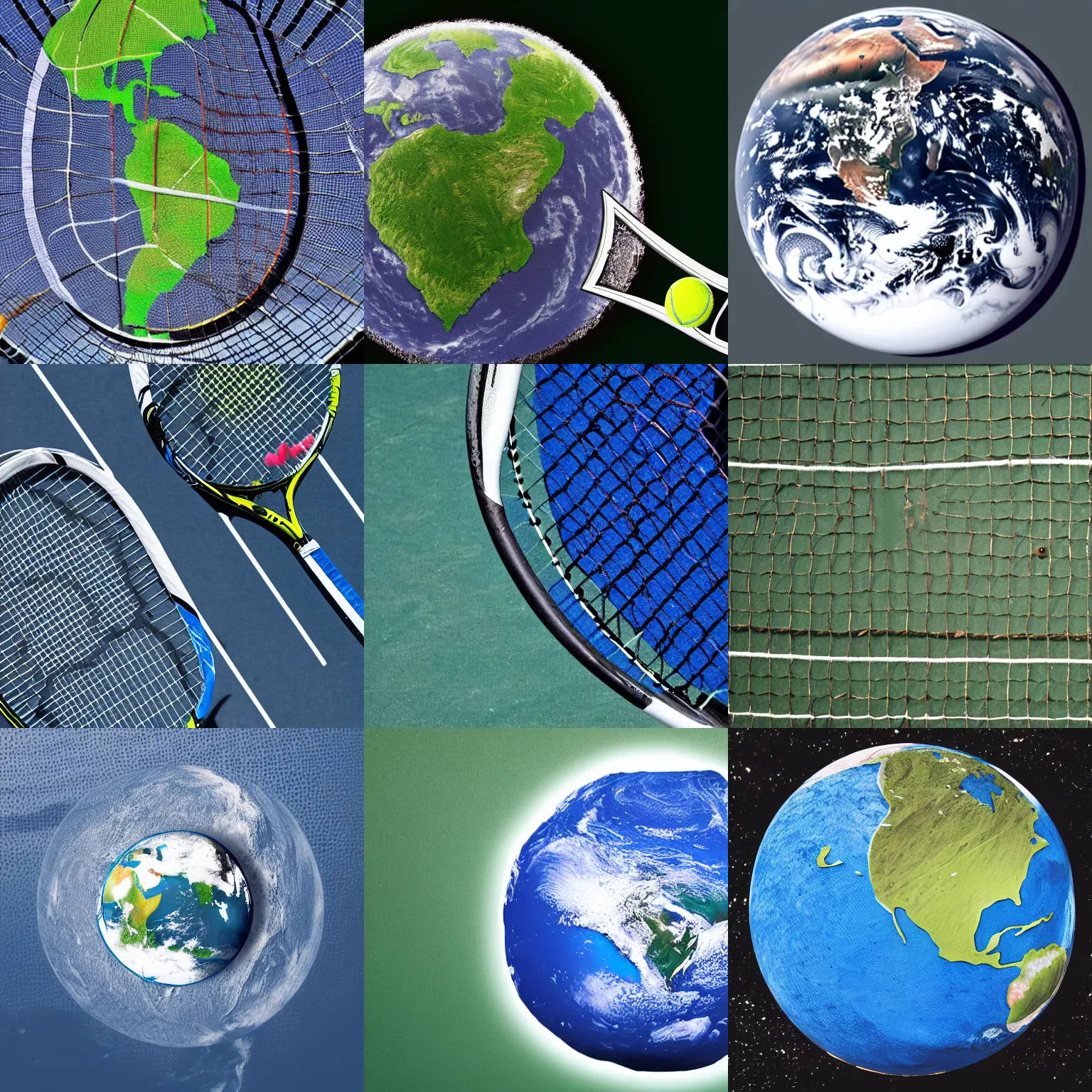 Prompt: The Earth on a tennis racket