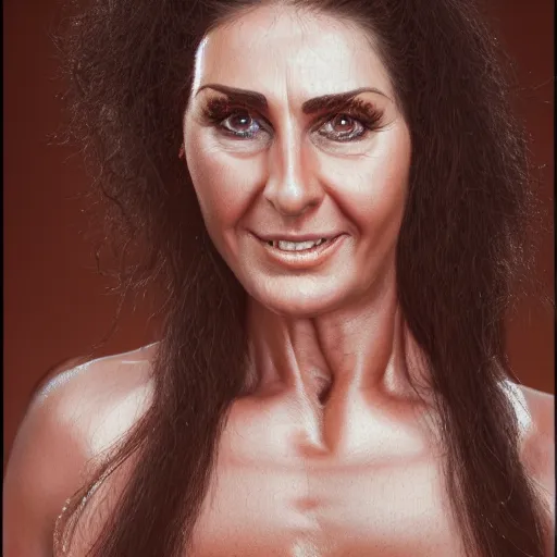 Image similar to hyperrealist portrait of diane youdale, jet from gladiators as lady godiva, fantasy art, photo realistic, dynamic lighting, artstation, poster, volumetric lighting, very detailed faces, 4 k, award winning