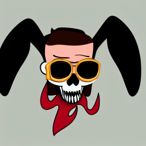 Prompt: cartoon drawing of a grim reaper wearing oversized star shaped sunglasses