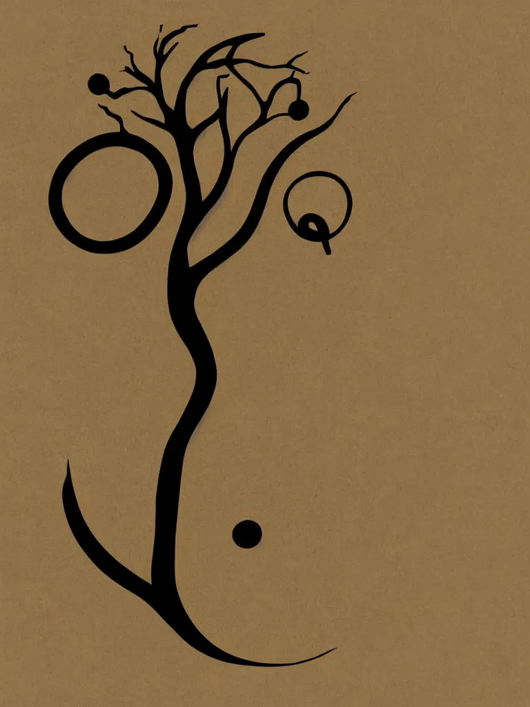 Prompt: centered minimal silhouette art of an acorn that turns into a tree in the shape of a treble clef, with a few scars on the tree, bursts of color, inspire and overcome, playful