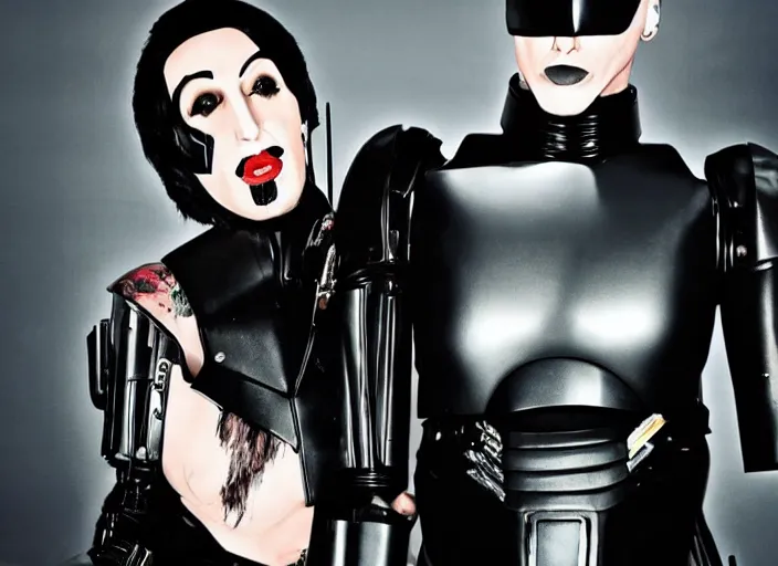 Image similar to marilyn manson robocop