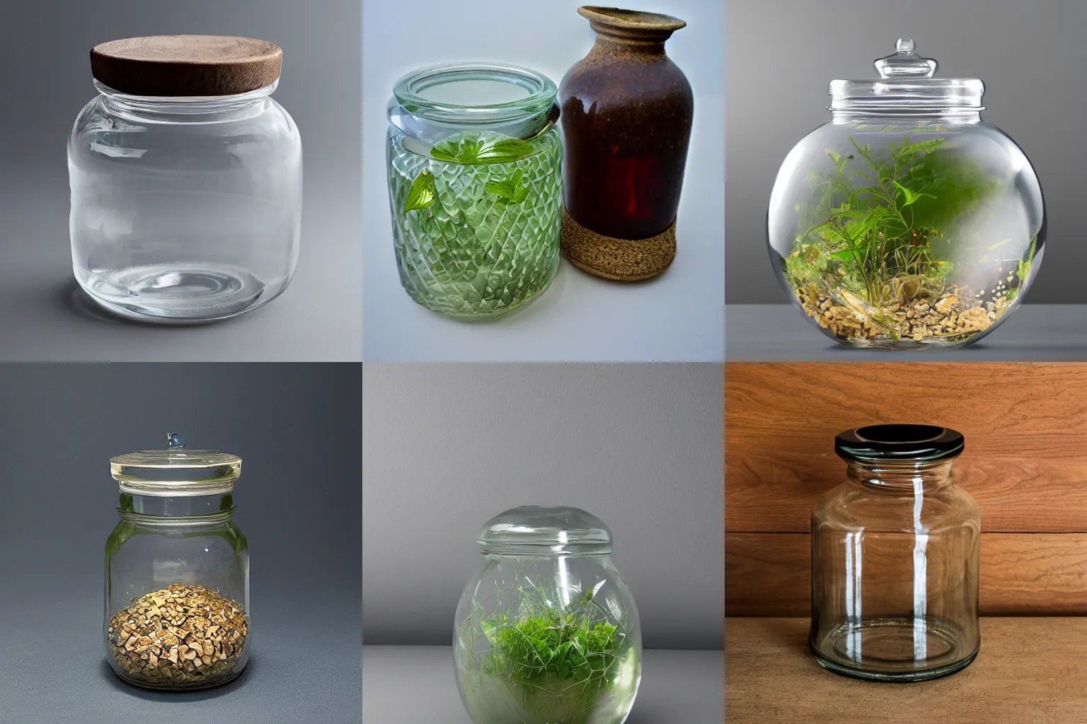 Prompt: glass jar with biosphere inside