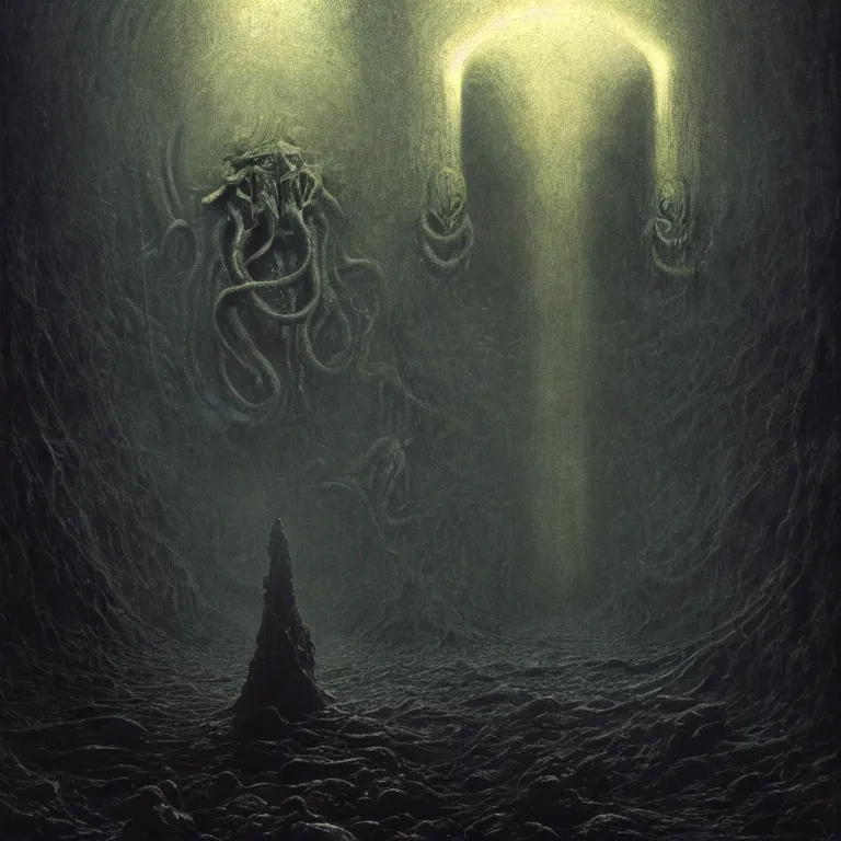 Prompt: a cinematic scene from the cthulhu, solidity and eternity, lovecraft, concept art by beksinski and jean delville, dramatic lighting, ultra hd, hdr, 8 k