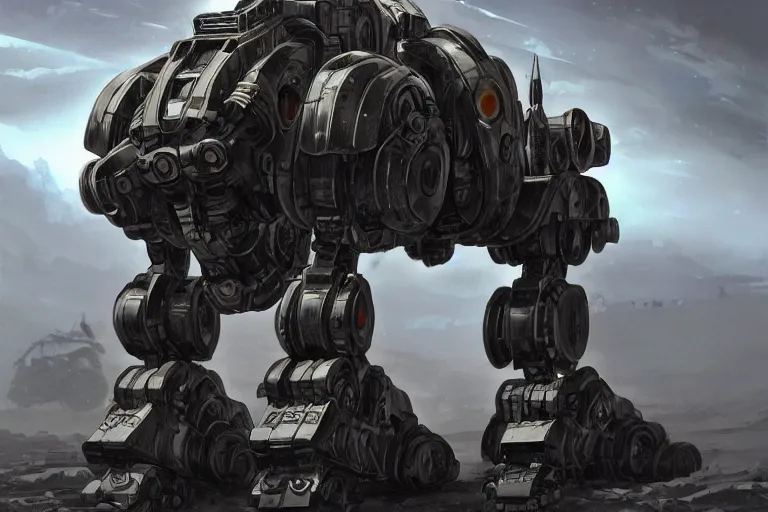 Image similar to military mining four legged quadrupedal mecha, mining drill, futuristic, apocalyptic, by jon aaron kambeitz, katsuhiro otomo, heng z, concept art, insanely detailed, raytracing, octane, unreal engine, trending on artstation