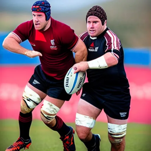 Prompt: photo of brett goldstein playing rugby for the english team