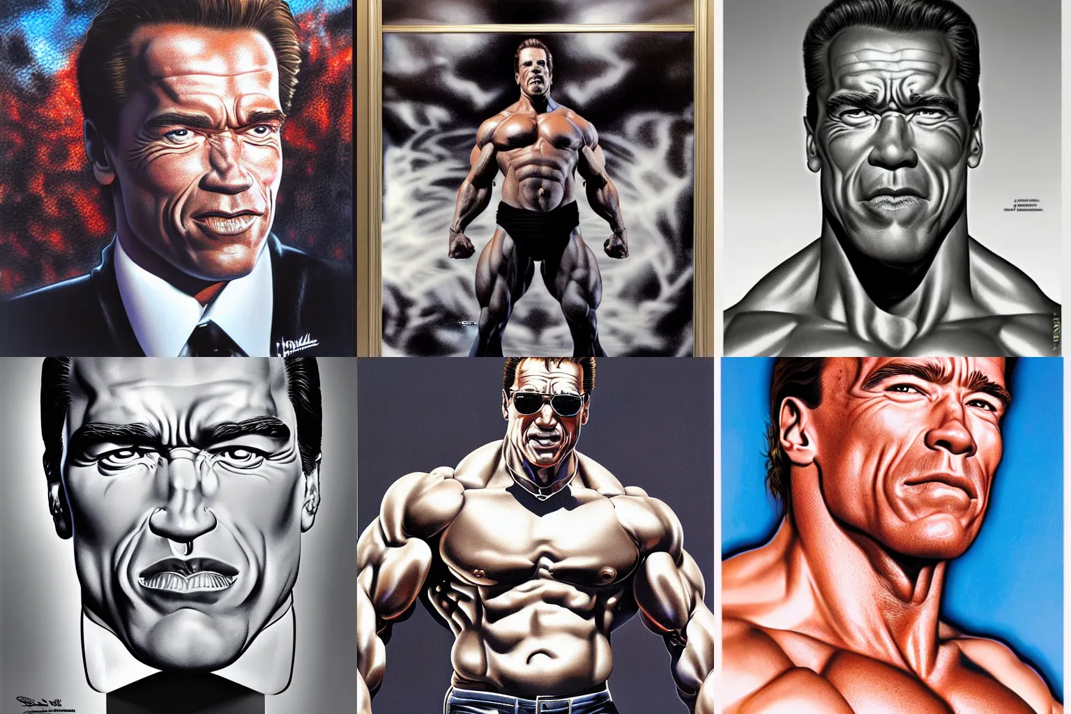 Prompt: Arnold Schwarzenegger, by Hajime Sorayama