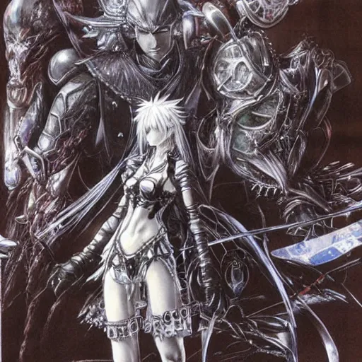 Prompt: conceptual art from from final fantasy by master artist yoshitaka amano
