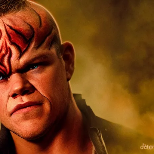 Image similar to matt damon as demon, high detail