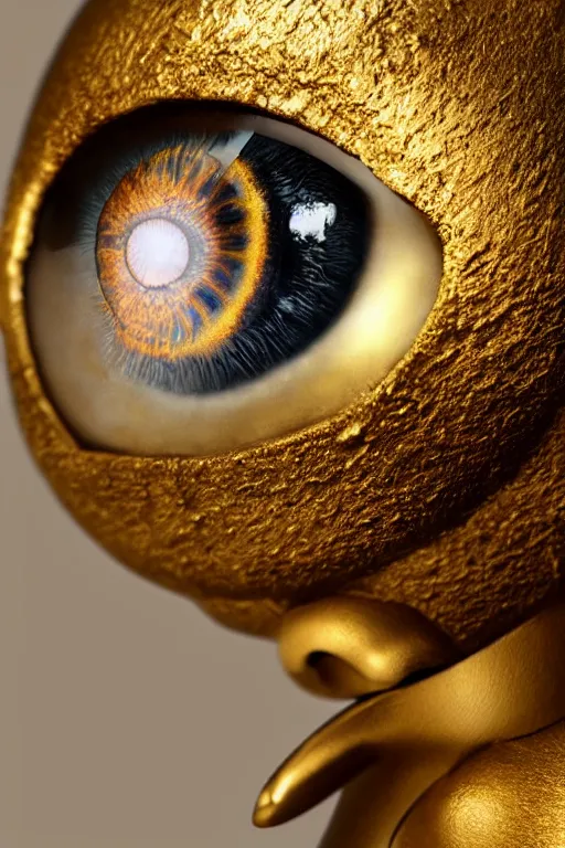 Prompt: beautiful highly detailed eyeball leaking from a golden eggcup, trending on artstation