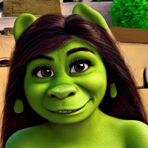 Prompt: mia khalifa as a Shrek's wife