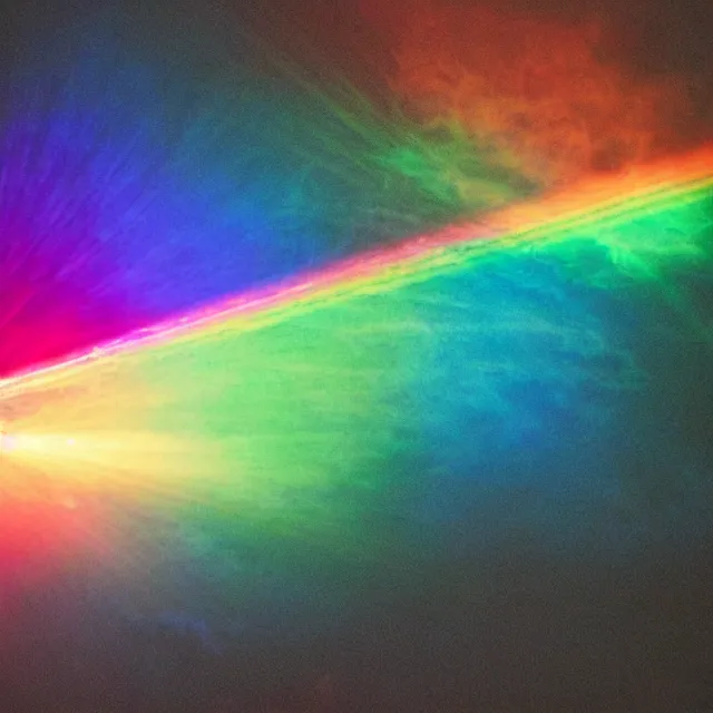 Image similar to glowing rainbow beam of light, vintage