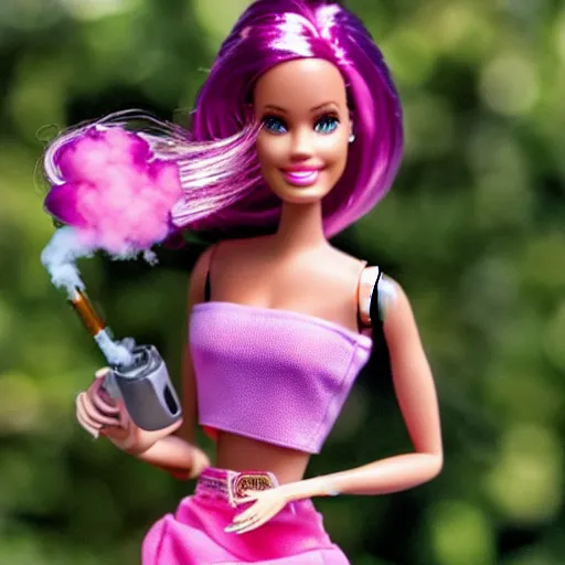 Prompt: barbie holding a vape