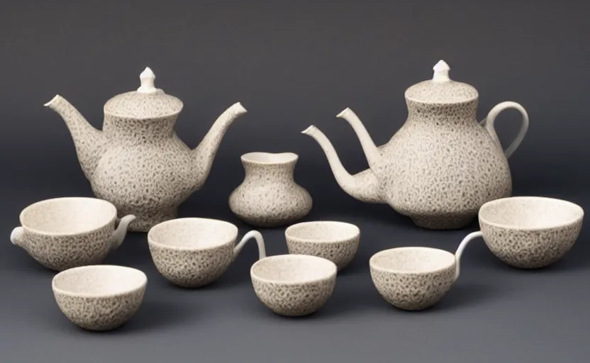 Image similar to Engalnd Porcelain tea set, chiaroscuro, soft contrast