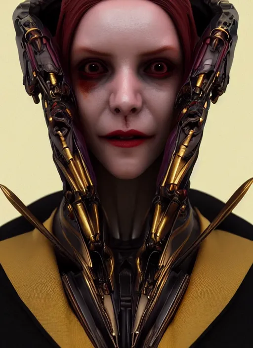 Image similar to portrait of a vampire female robot, intricate, dystopian toy, sci - fi, extremely detailed, biopunk suit, digital painting, sculpted in zbrush, artstation, concept art, smooth, sharp focus, illustration, chiaroscuro lighting, golden ratio, incredible art by stanley artgerm lau and greg rutkowski and alphonse mucha and simon stalenhag