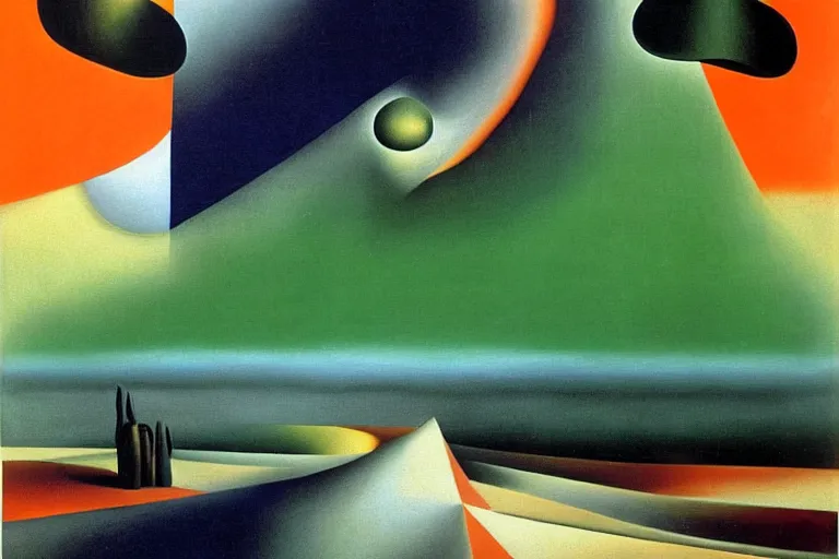 Image similar to soft calendars, soft billboards - born under a bad sign, good luck and trouble are my only friends, colors orange, white!!, dark green, dark blue, surreal abstract painting by salvador dali