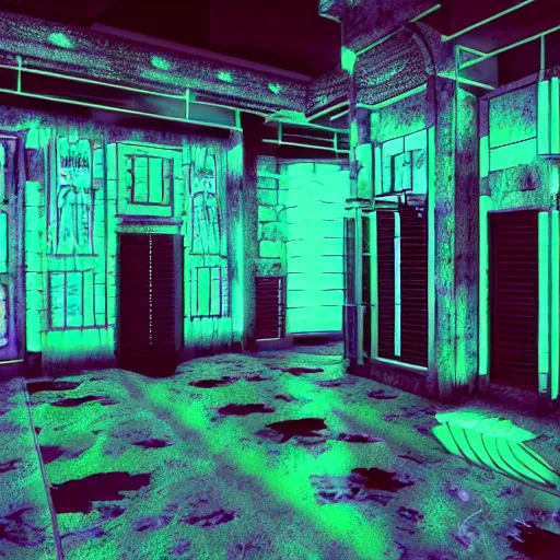Prompt: cyberpunk funeral house, 4k, sad, neon lighting, night