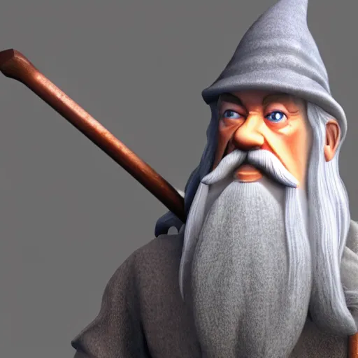 Image similar to a 3 d render of gandalf with playstation 1 graphics