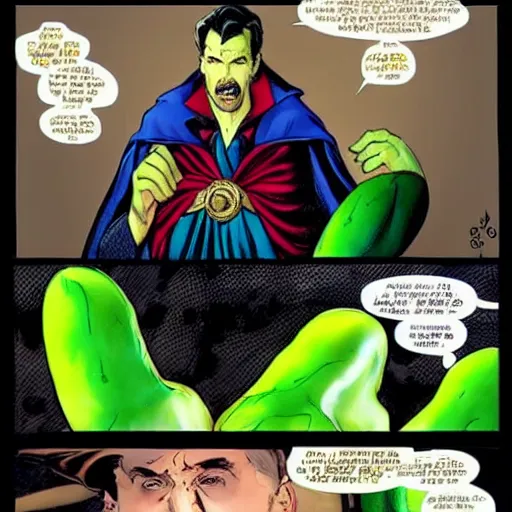 Image similar to doctor strange has turned himself into a pickle... funniest thing I've ever seen