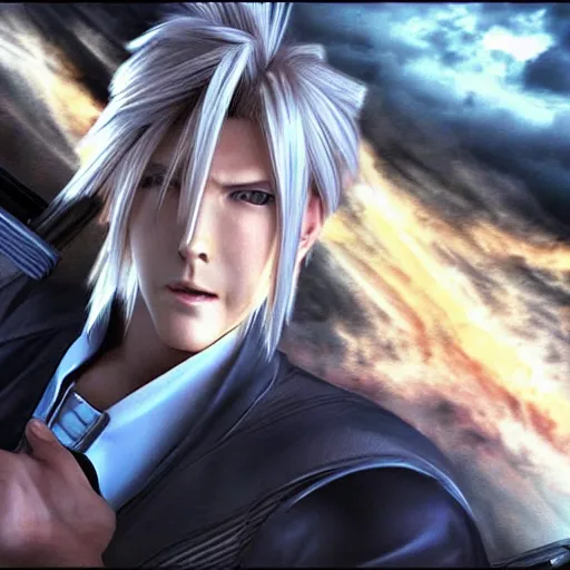 Image similar to cloud strife driving a nissan gt - r