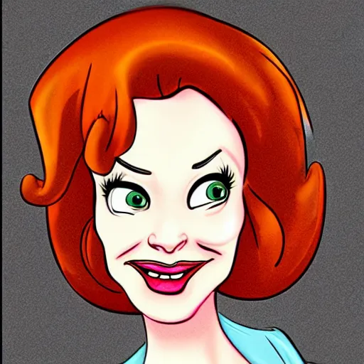 Image similar to christina hendricks drawn in ren and stimpy art style