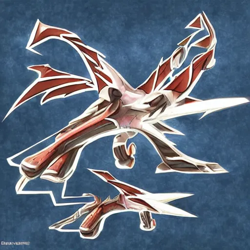 Image similar to steel type aeroplane dragon pokemon, ken sugimori art